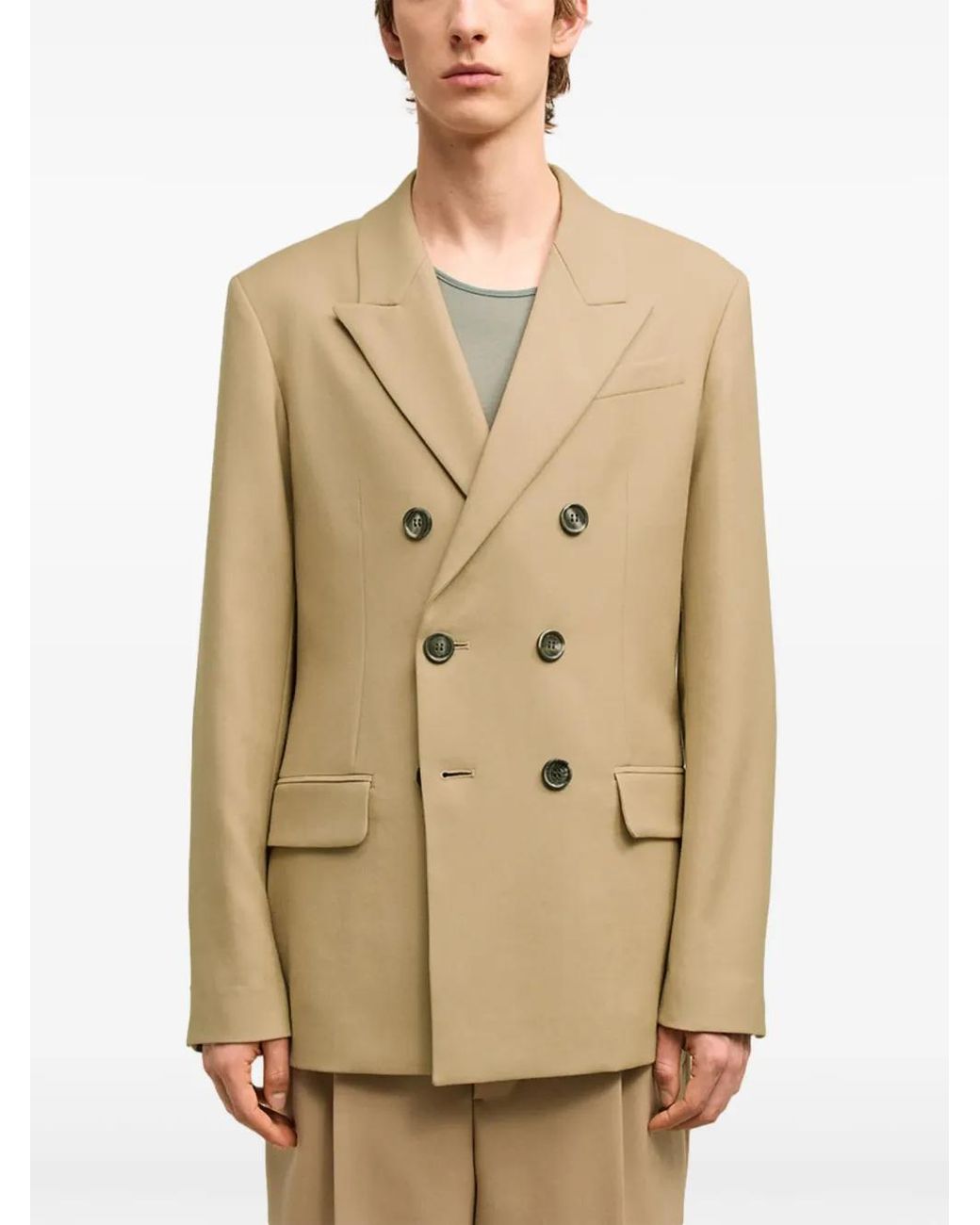 AMI Blazer Met Dubbele Rij Knopen Van Scheerwol in het Natural voor heren
