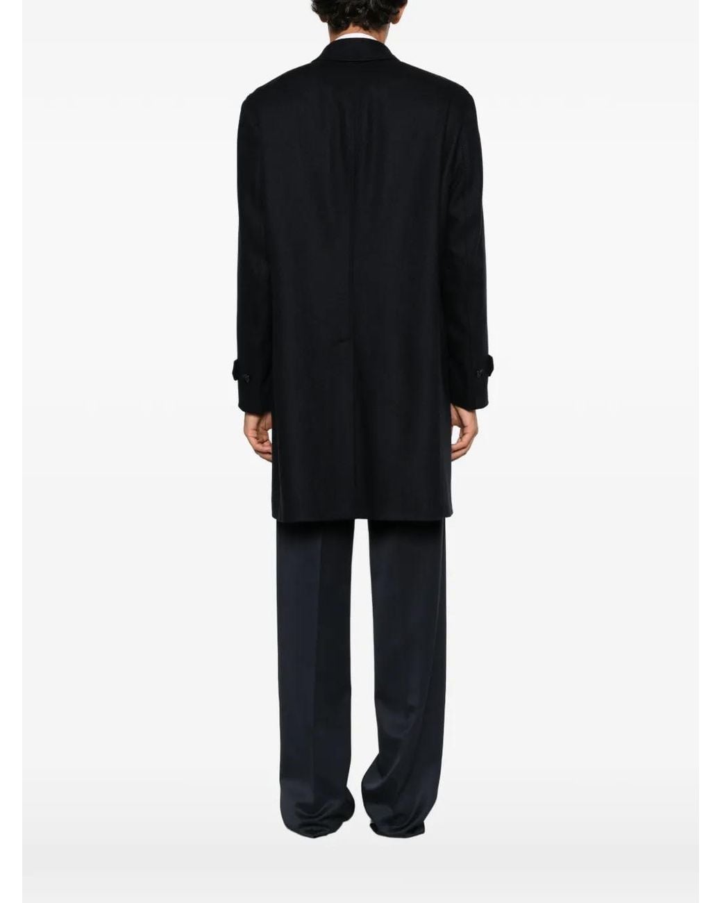 Lardini Black Herringbone Single-Breasted Coat for men