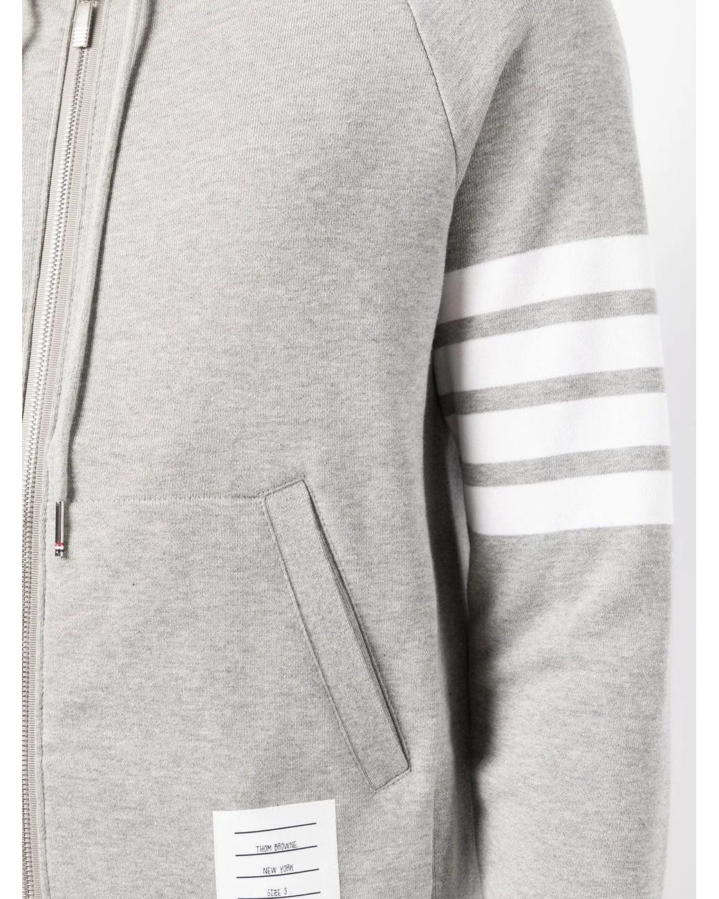 Thom Browne Gray 4-bar Zip-up Hoodie for men