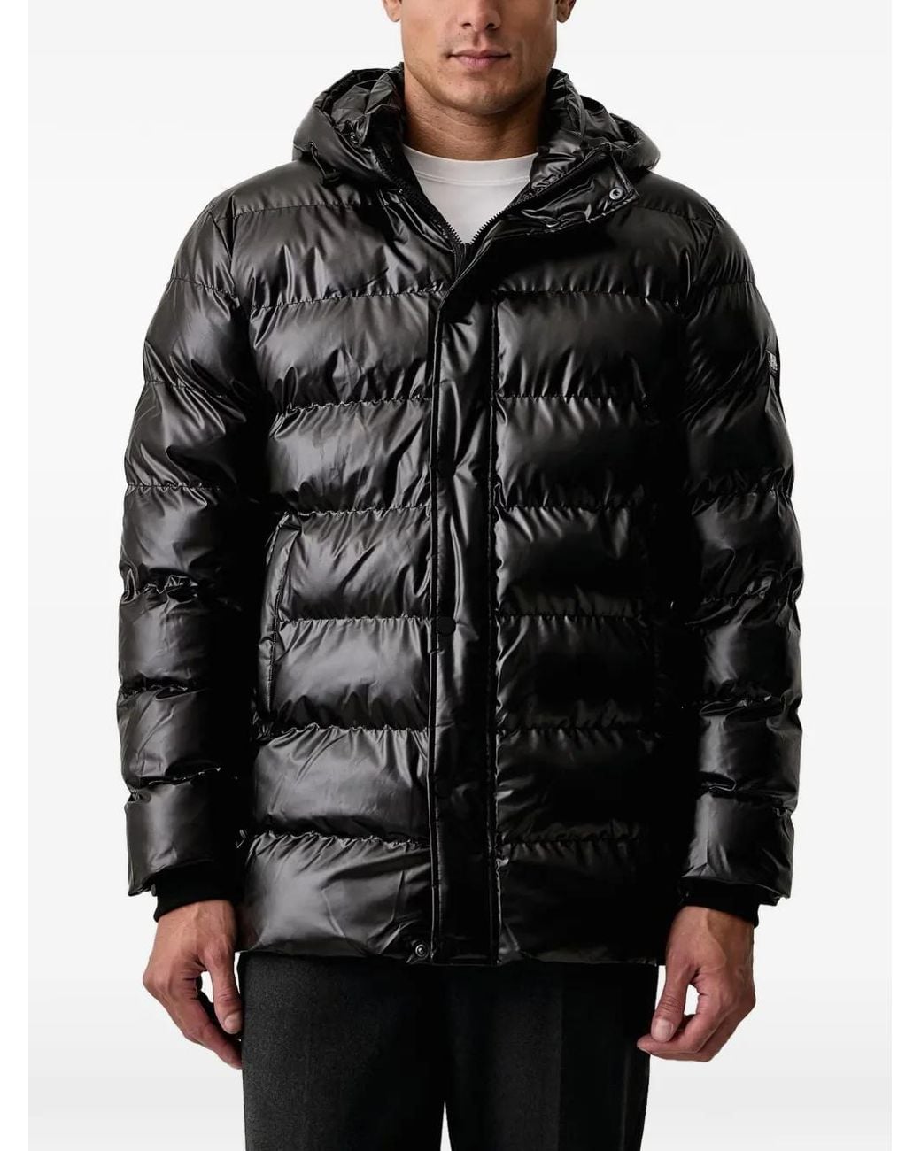 Karl Lagerfeld Black Quilted Hooded Jacket for men