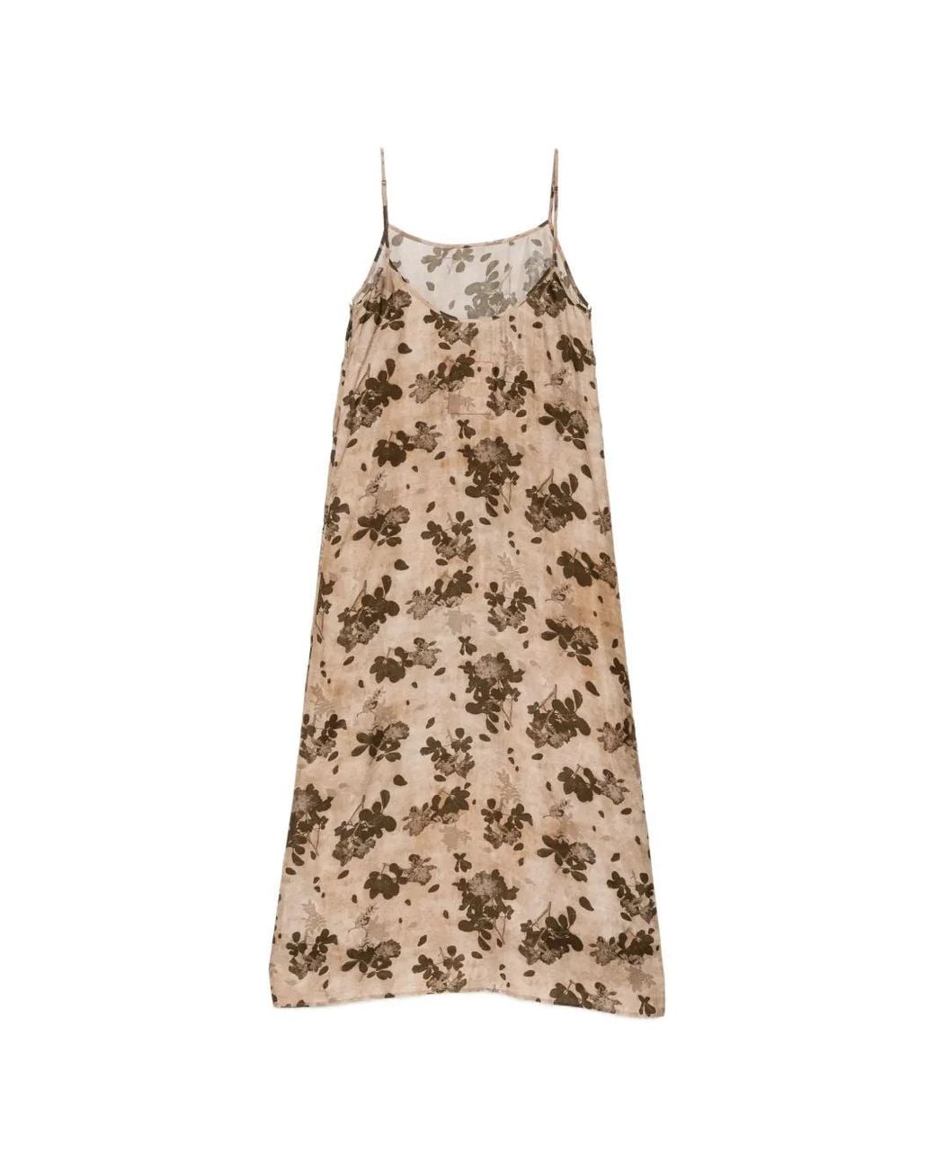 Uma Wang Natural Floral-Print Slip Dress