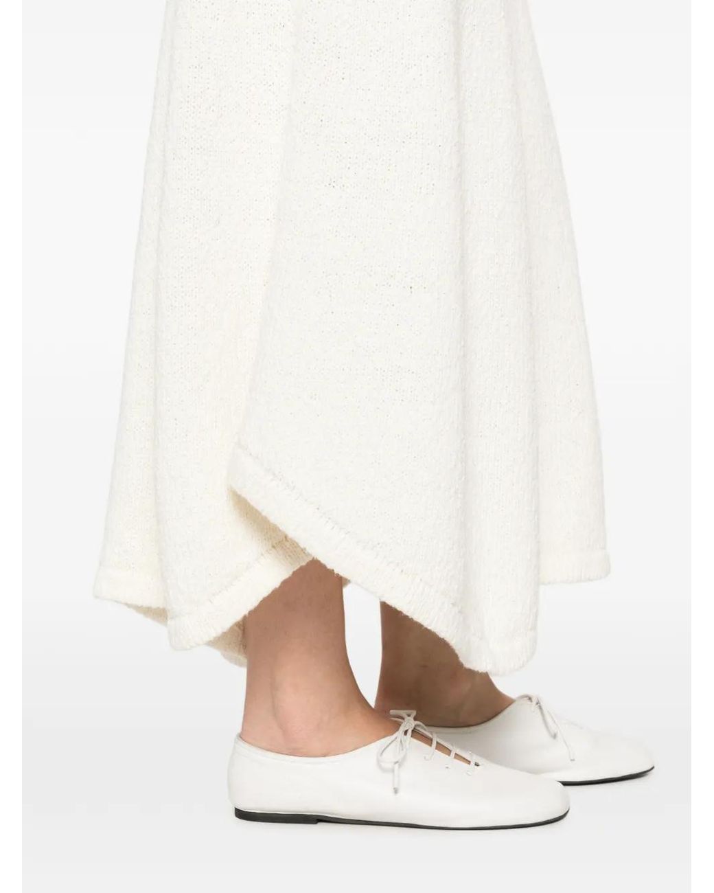 AYA MUSE White Kena Asymmetric Knitted Maxi Skirt