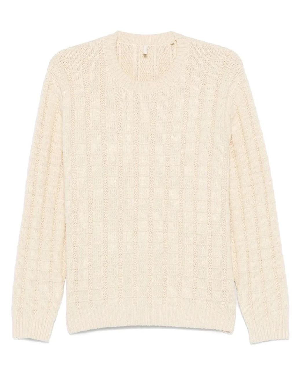 sunflower Natural Crew-Neck Ribbed Knitted Sweater for men