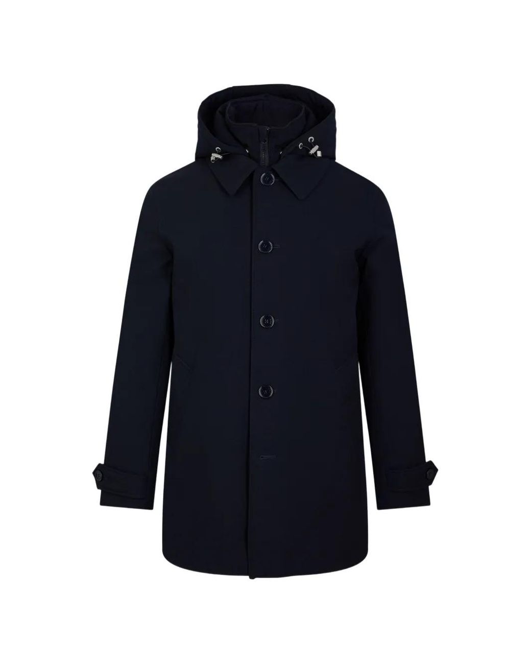 Fursac Blue Hooded Button-Up Parka for men