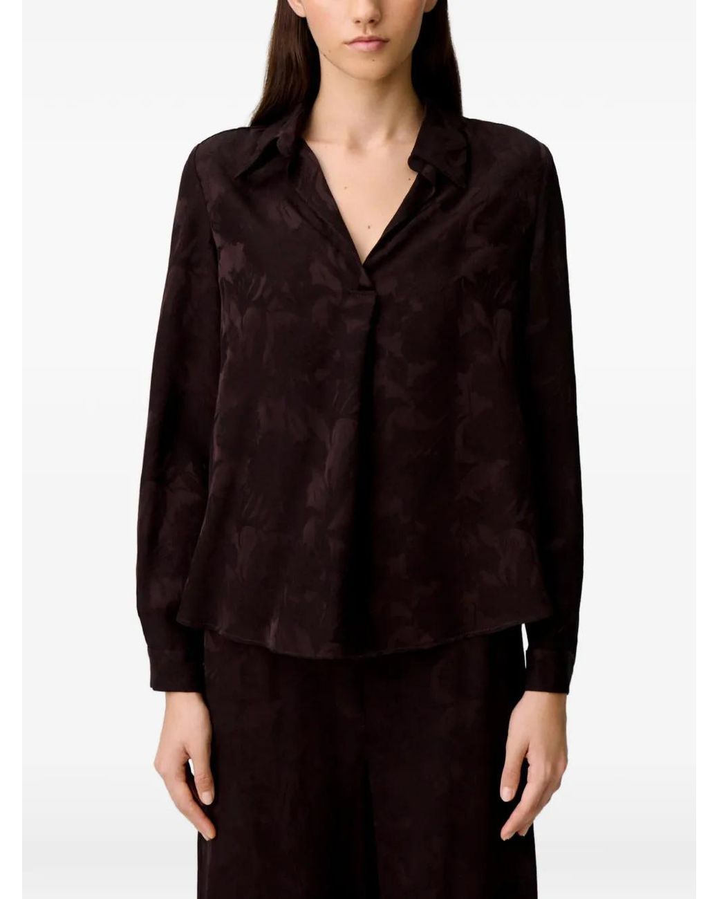 Claudie Pierlot Brown Polo À Fleurs Imprimées Et Manches Longues