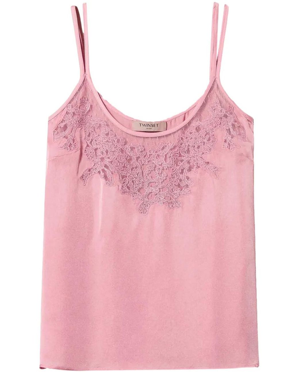 Twinset Pink Embroidered-Detailing Satin Top