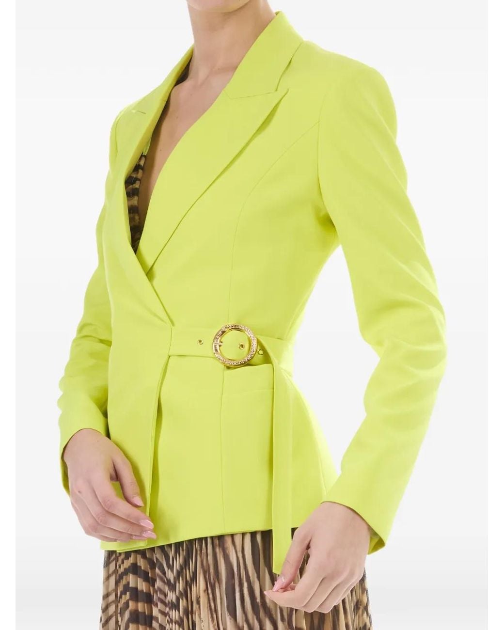Just Cavalli Yellow Buckle-Fastening Blazer