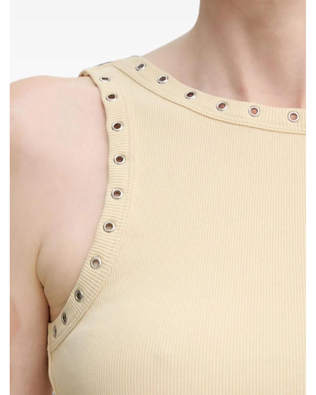 Gestuz Gray Eyelet Ribbed Top