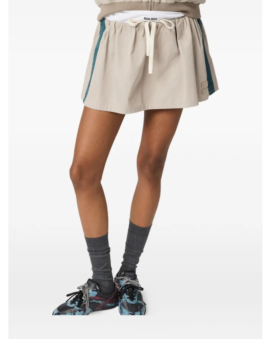 Miu Miu Natural Washed Twill Miniskirt