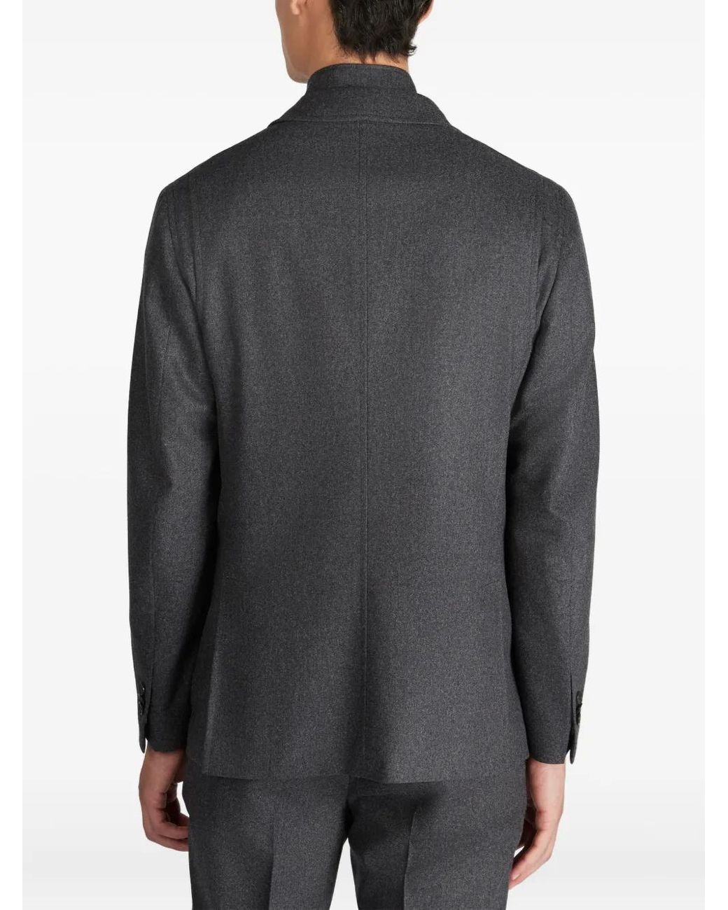 Incotex Gray Removable-Panel Flannel Jacket for men