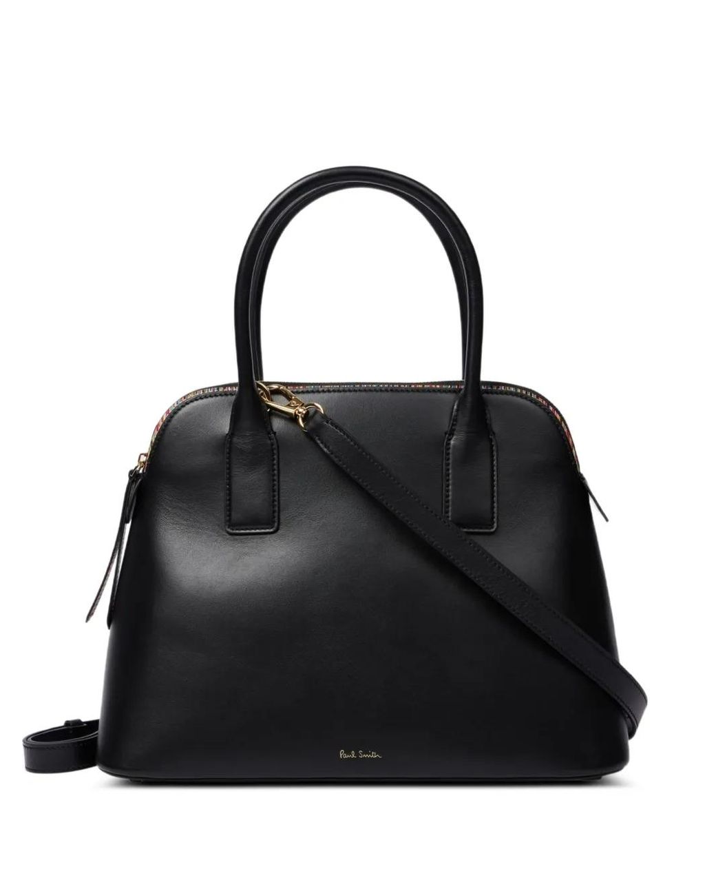Paul Smith Black Leather 'Signature Stripe' Top Handle Bag for men