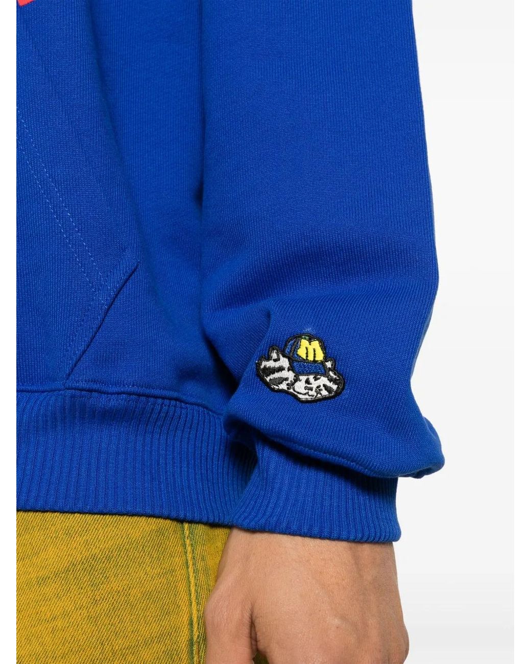 MSGM Blue Graphic-Print Cotton Hoodie for men