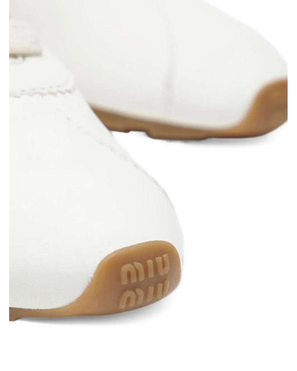 Miu Miu White Plume Technical-Fabric And Suede Sneakers