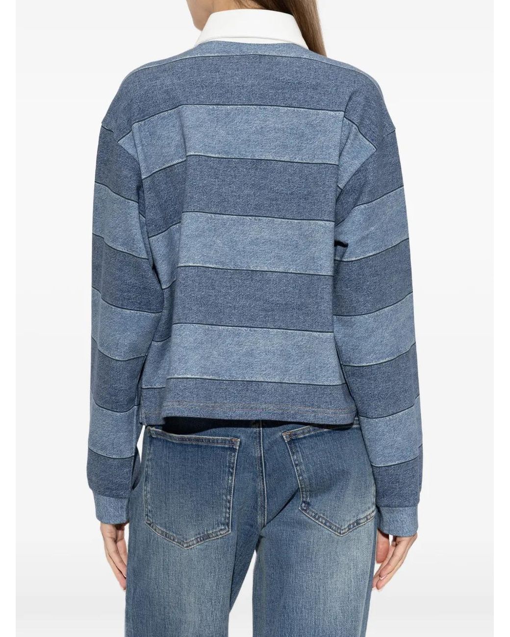 Rag & Bone Blue Miramar Cropped Rugby Polo Shirt