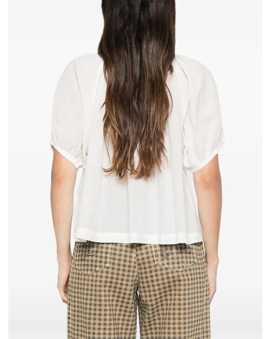 Doen White June Puff-Sleeve Top