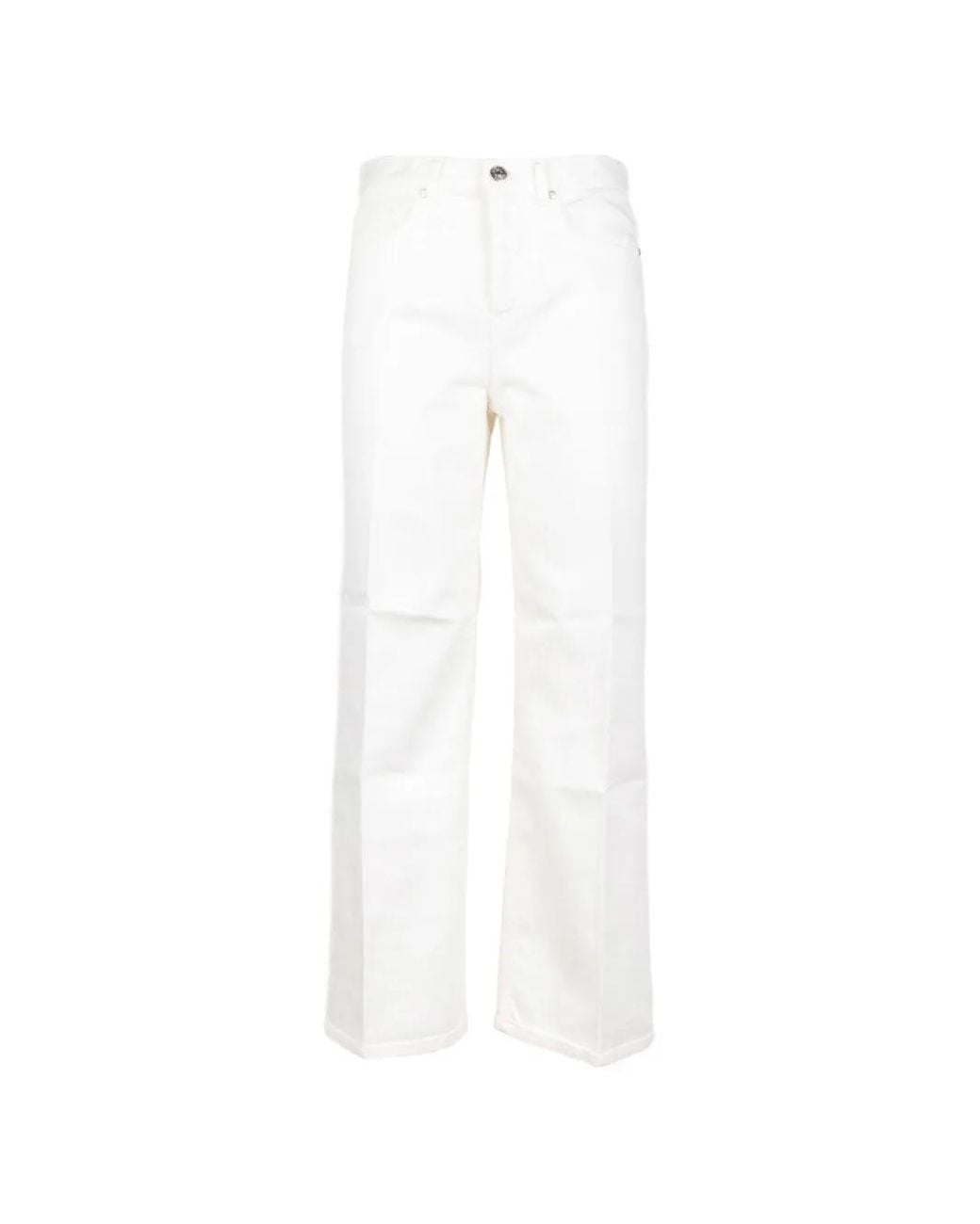 Seventy White Button-Up Straight-Leg Trousers