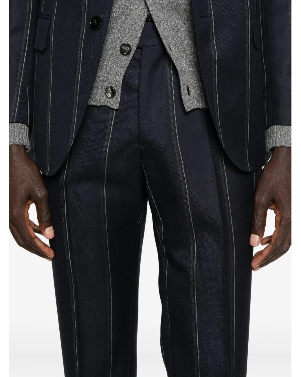 Gabriele Pasini Black Single-Breasted Pinstripe Suit for men