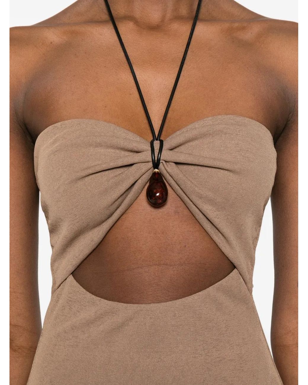 Nanushka Natural Special Strap Bandeau Midi Dress
