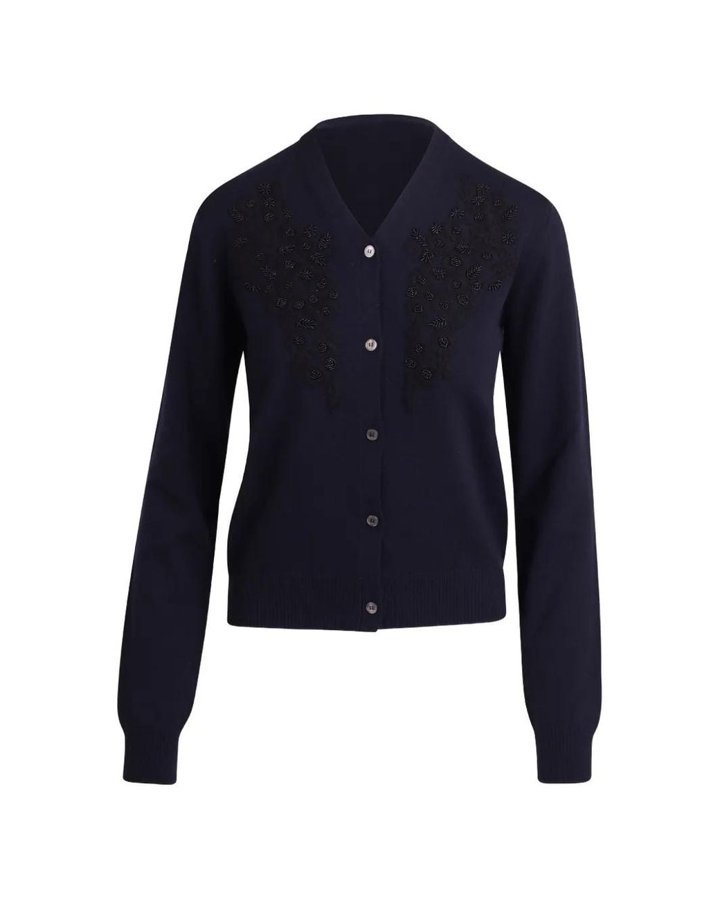 N°21 Blue Bead-Embellished V-Neck Cardigan