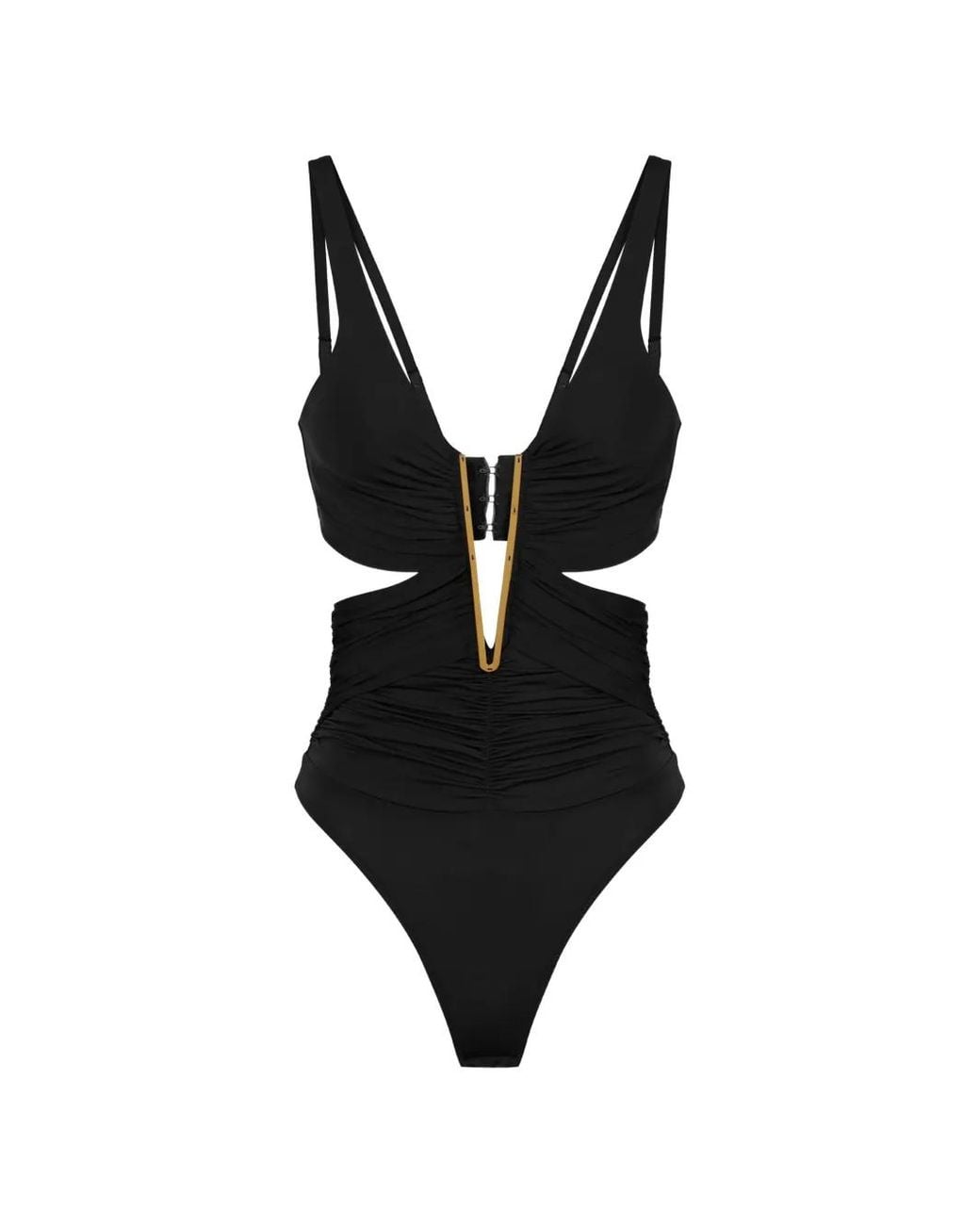 Elisabetta Franchi Black Lightweight Crêpe Jersey Top With Draping