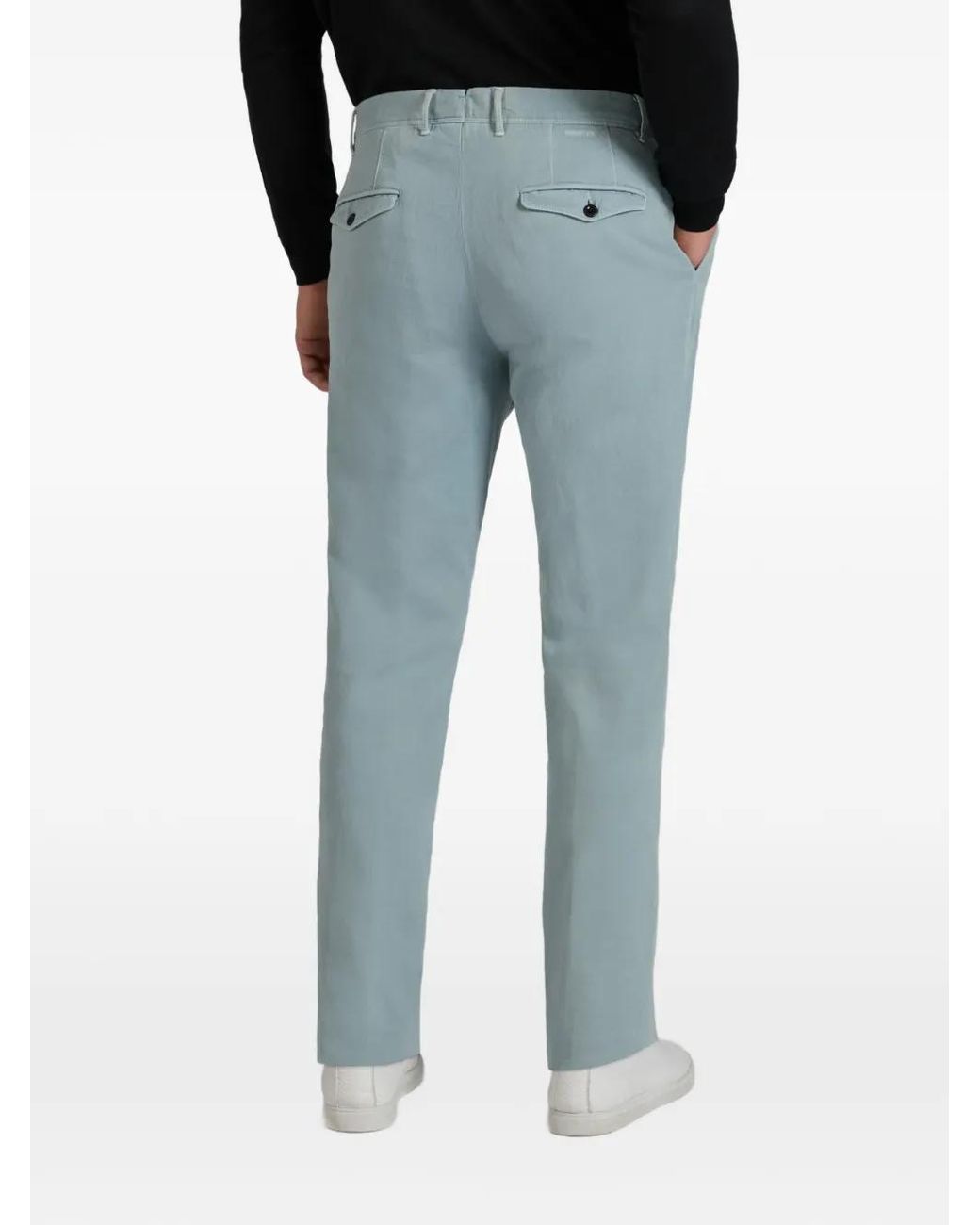 Slowear Blue Tapered Fit Cotton Trousers for men