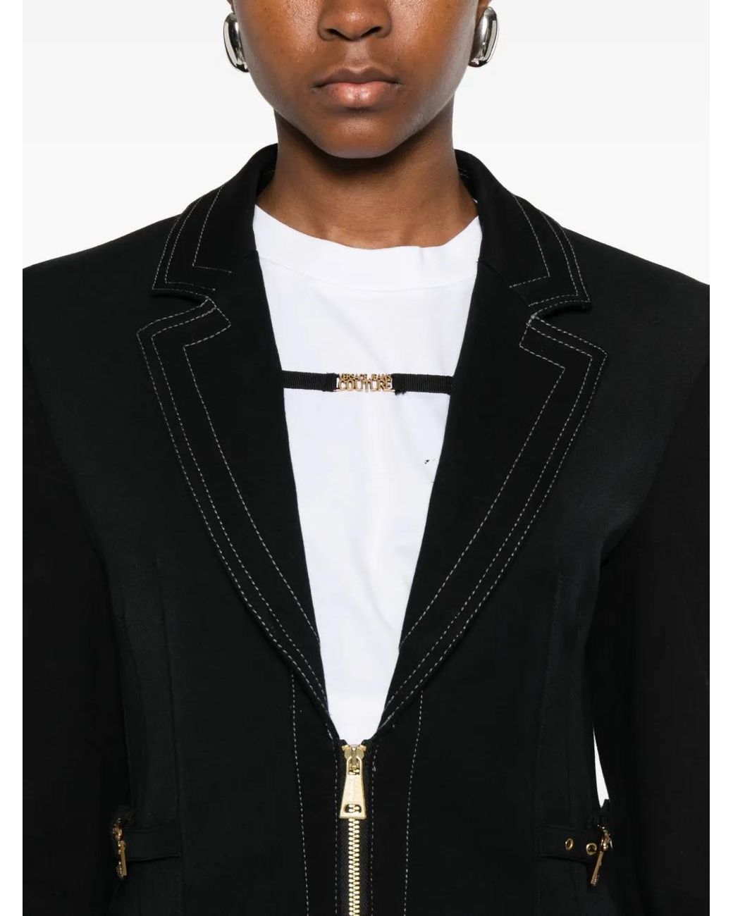 Versace Jeans Couture Black Zip-Up Fitted Jacket