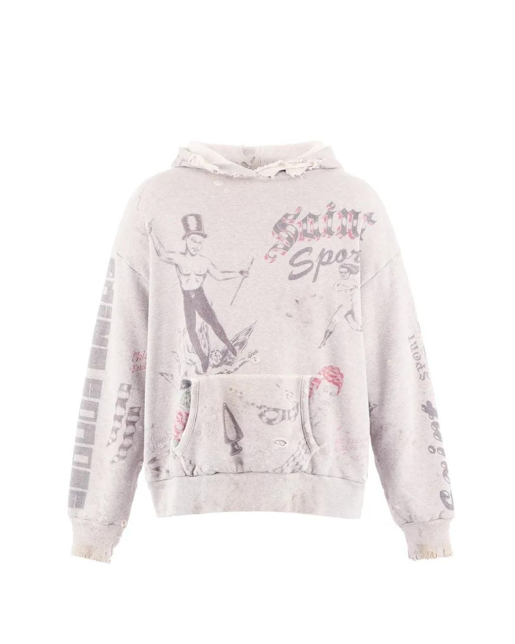SAINT Mxxxxxx White X Alexis Ross Alx Distressed Graphic-Print Hoodie for men