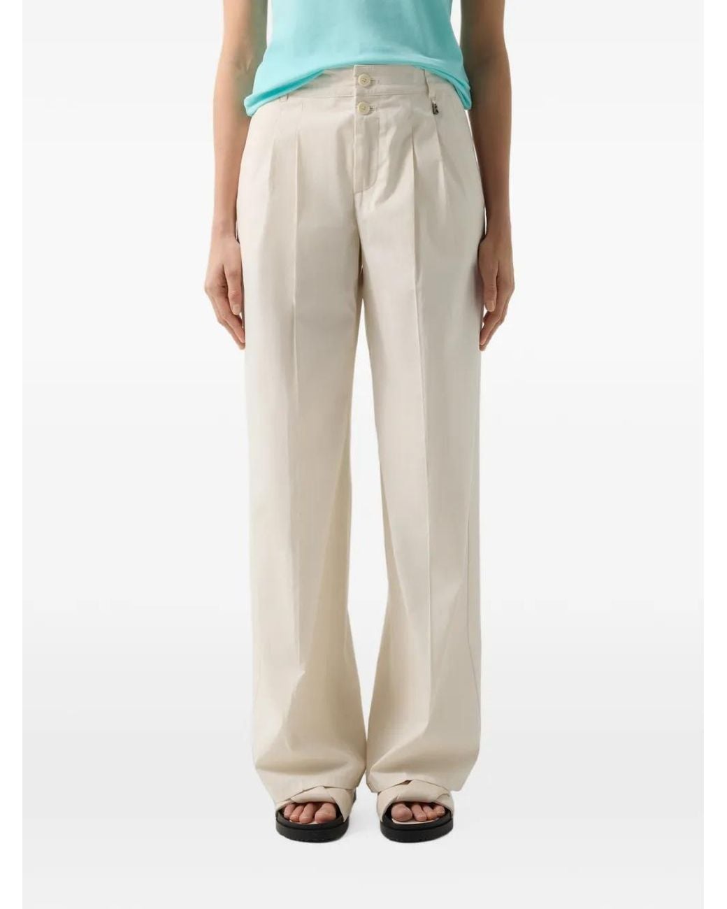 Bogner White Amy Pleated Wide-Leg Trousers
