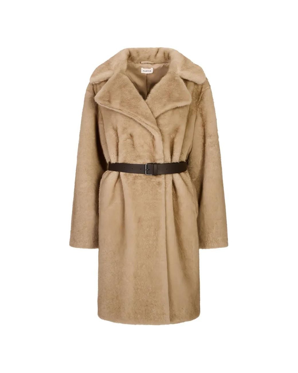 P.A.R.O.S.H. Natural Manteau Ceinturé Pulse En Fourrure Artificielle