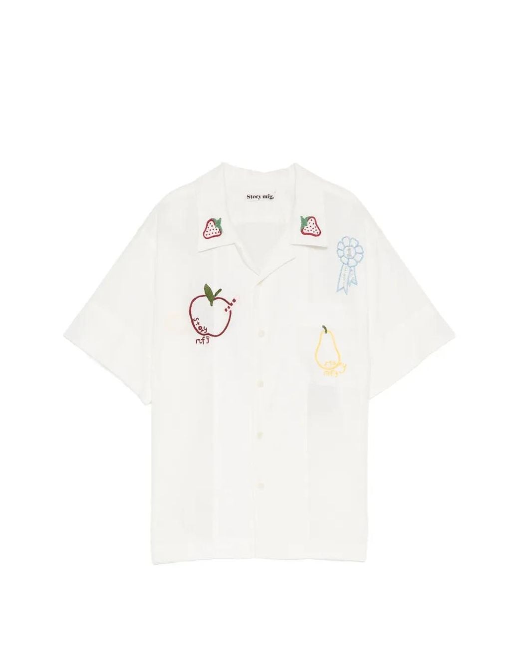 STORY mfg. White Graphic-Embroidered Shirt