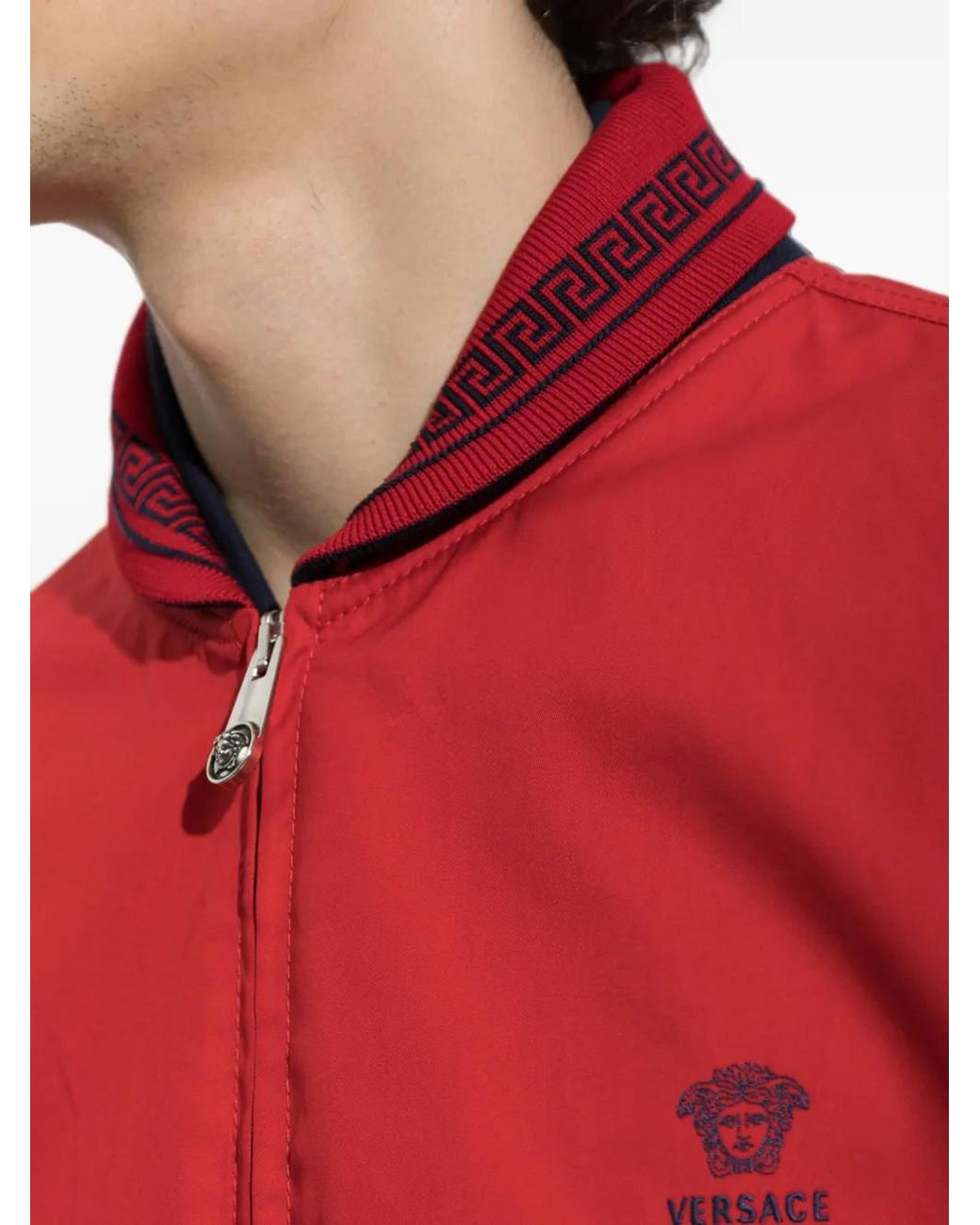 Versace Red Zip-Up Bomber Jacket for men