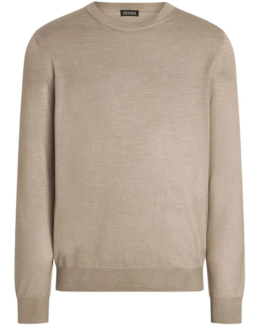 Zegna Brown Mélange Crew-Neck Sweater for men