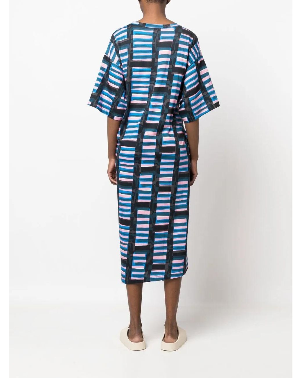 Colville Blue Abstract-Print Twisted Midi Dress