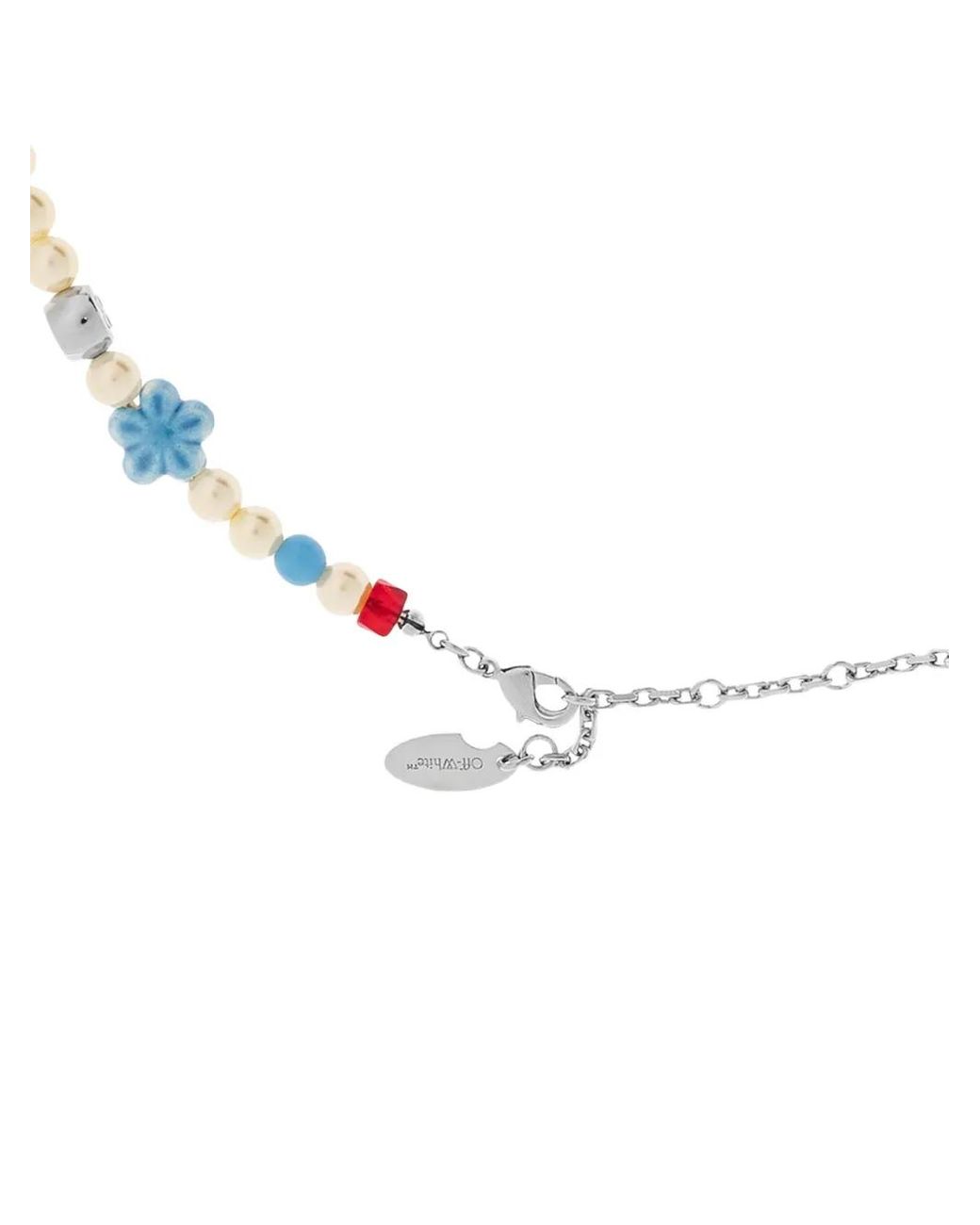 Off-White c/o Virgil Abloh Metallic Flower-Detail Beaded Necklace