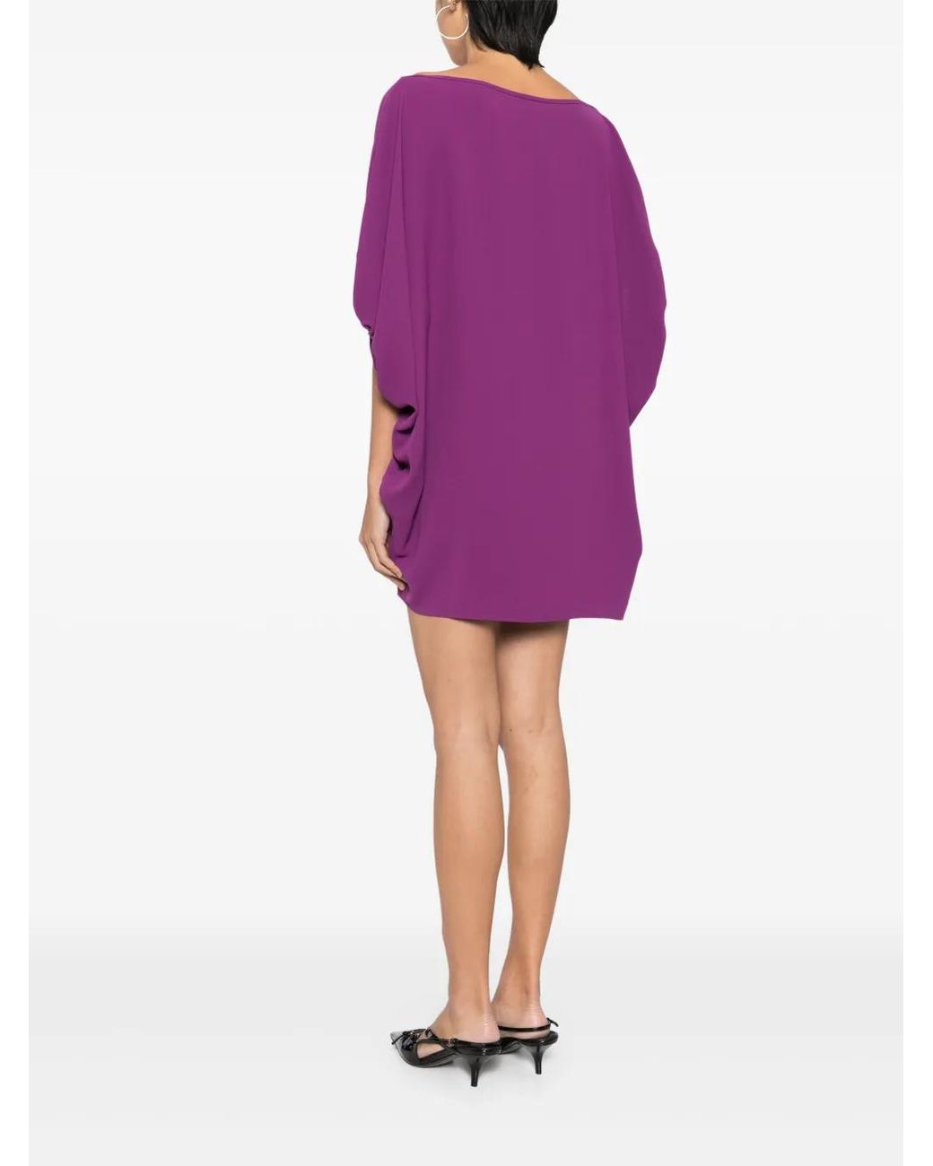 N°21 Purple Polyester Draped Boat-Neck Mini Dress