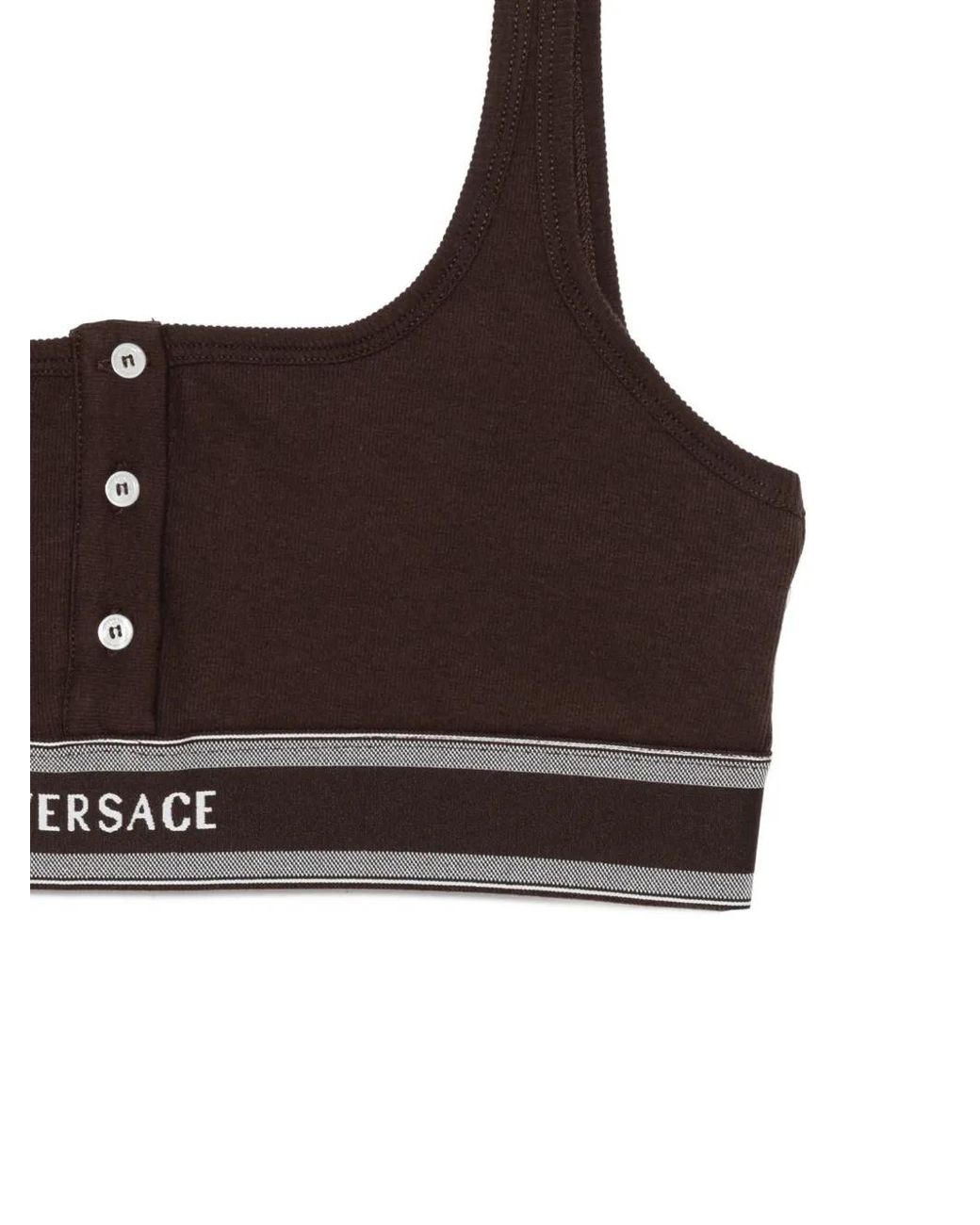 Versace Brown Brassière Côtelée En Jersey De Coton