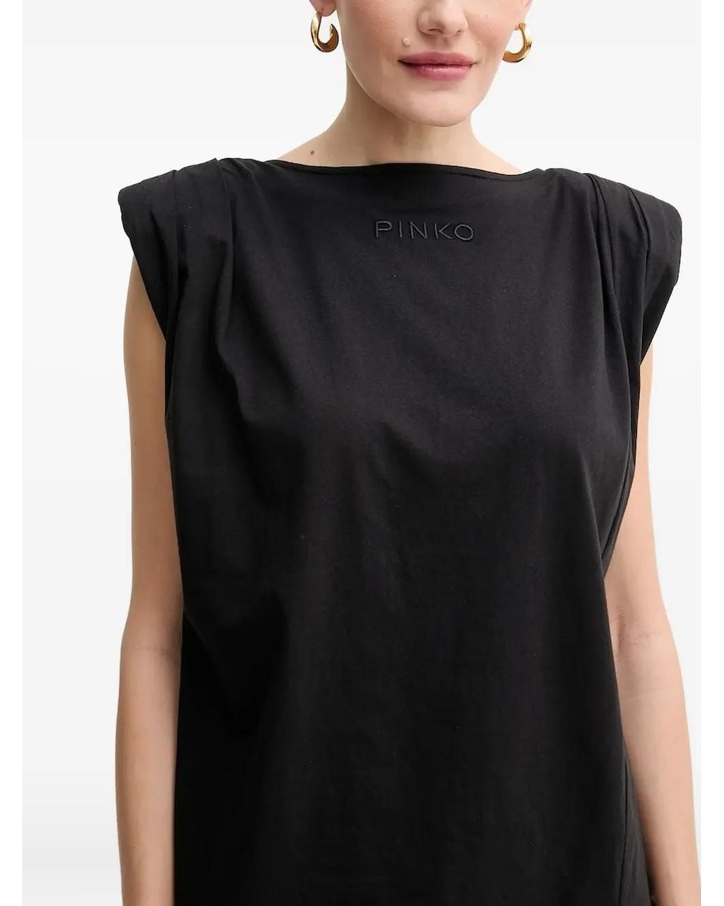 Pinko Black Padded-Shoulder T-Shirt Dress
