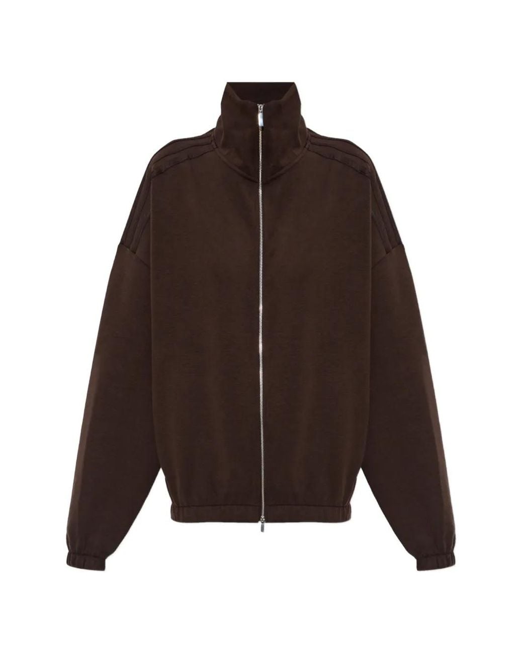 Adidas Brown Zip-Up Stand-Up Collar Sweatshirt
