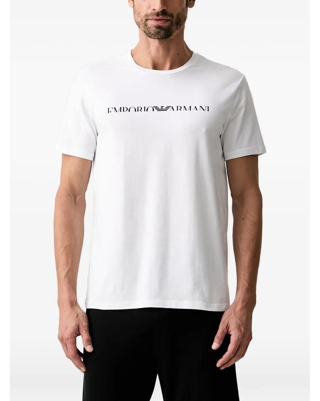 Emporio Armani White Logo-Print T-Shirt for men