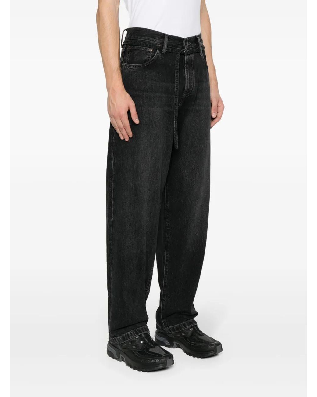 Acne Black Mid-Rise Wide-Leg Jeans