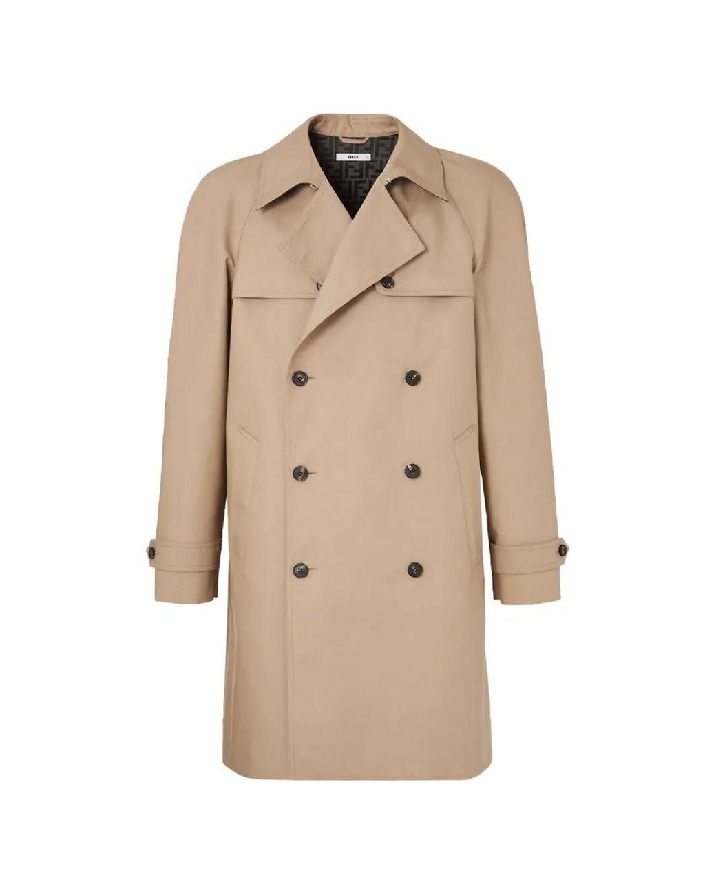 Fendi Natural Double-Breasted Trench Coat for men