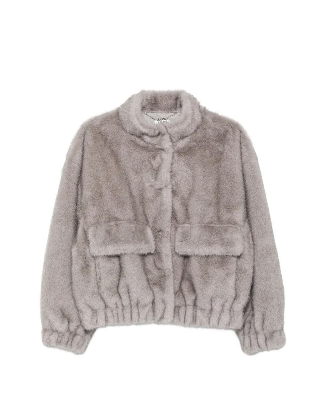 Liu Jo Gray Faux-Fur Elasticated-Hem Jacket