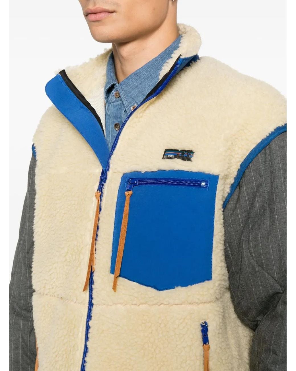 KHOKI Blue Zip-Up Gilet for men