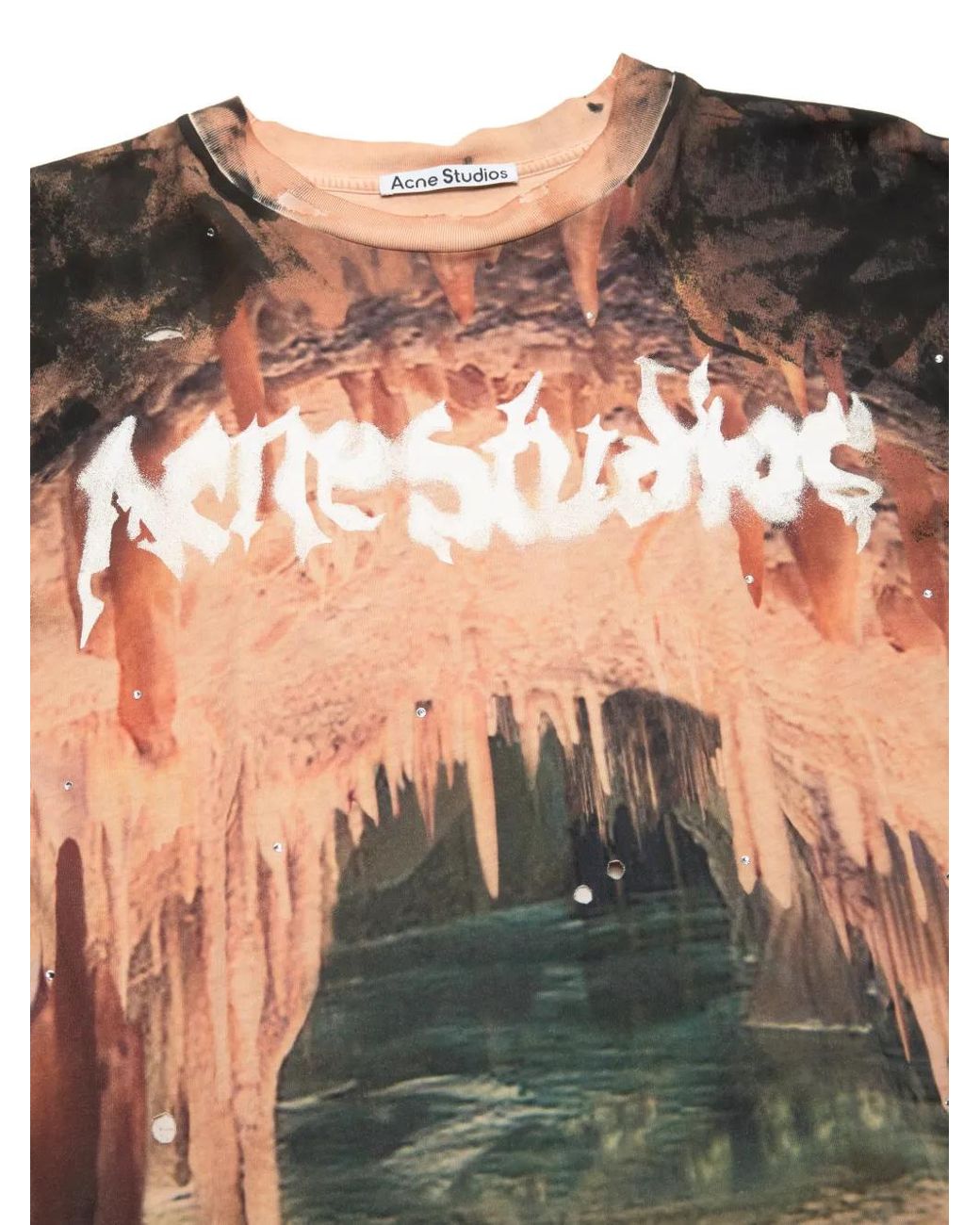 Acne Black Logo T-Shirt With Rhinestones for men