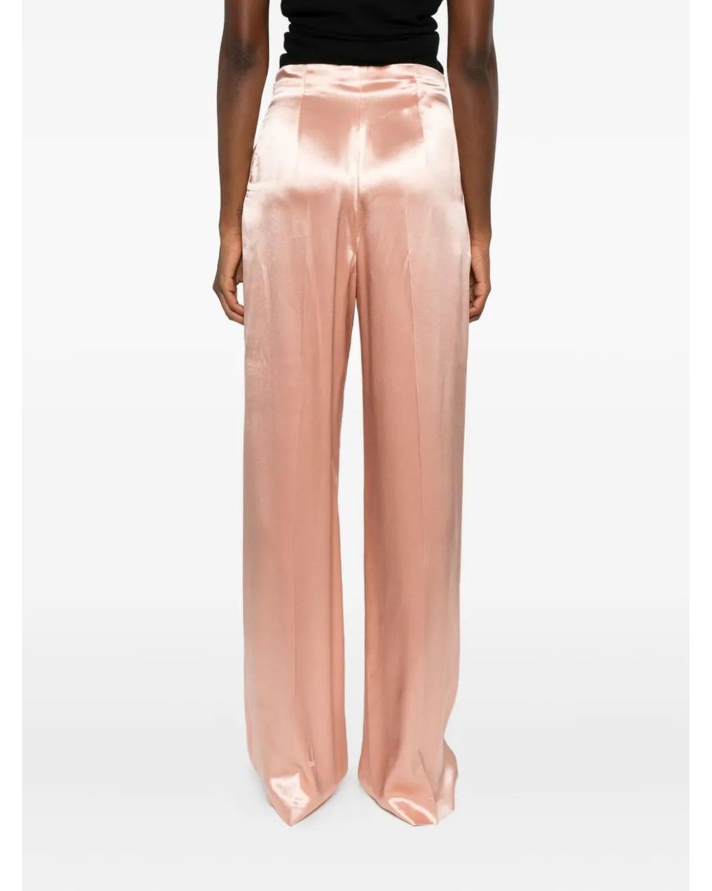 Alberta Ferretti Pink Satin Trousers