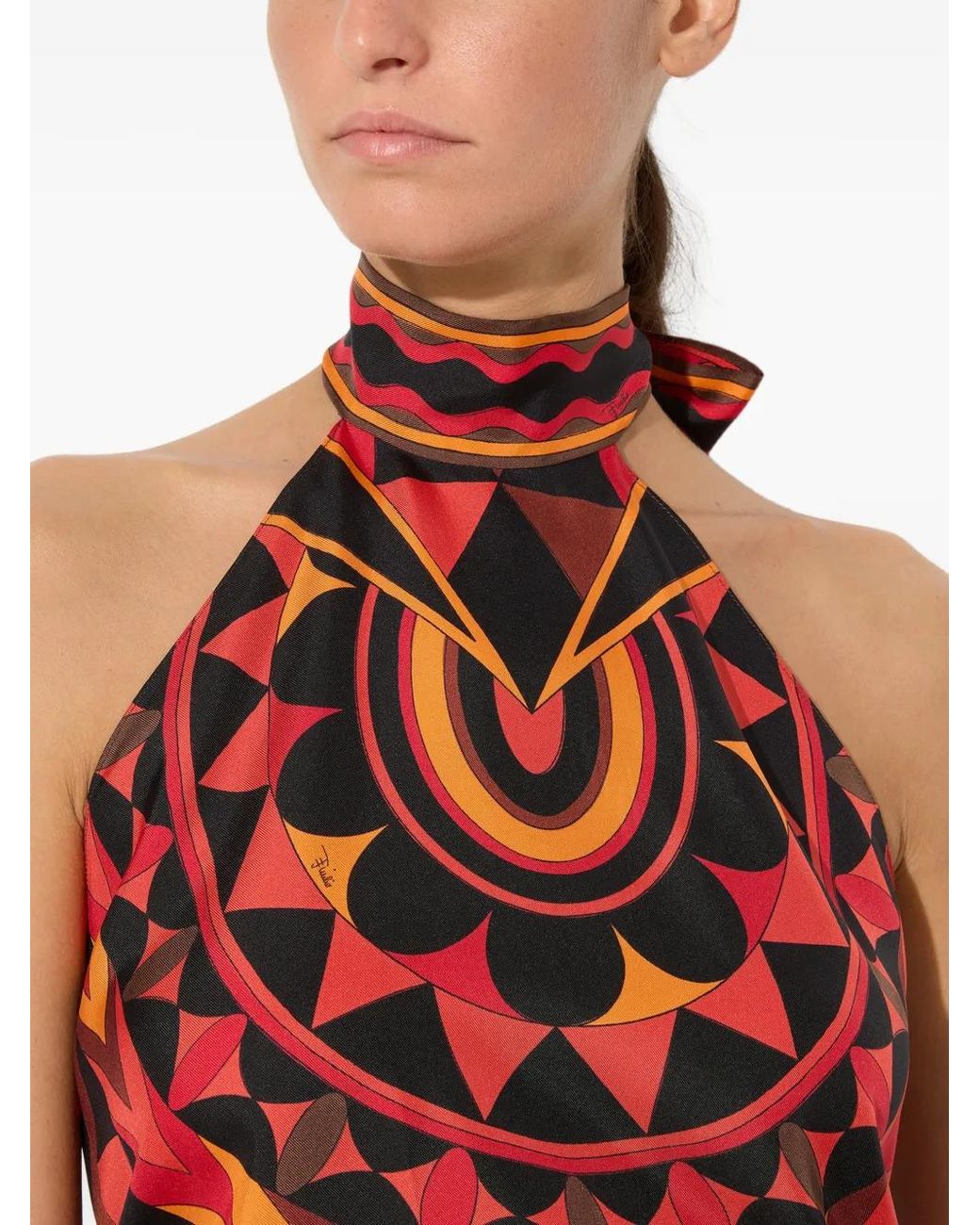 Emilio Pucci Red Manuba Print Silk Top