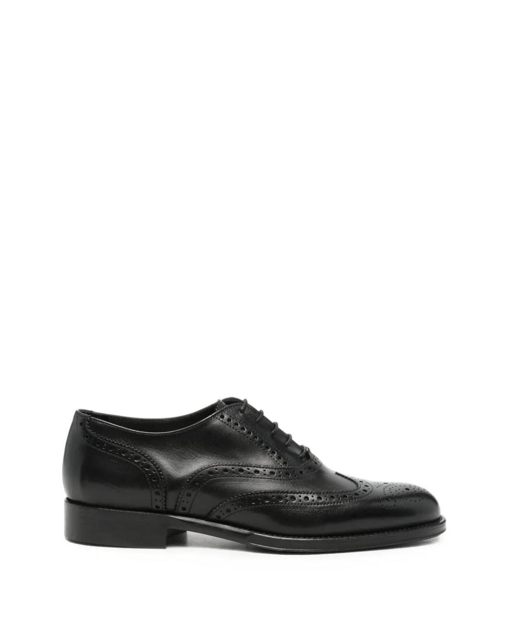 Corneliani Black Brogue-Detail Leather Lace-Up Shoes for men