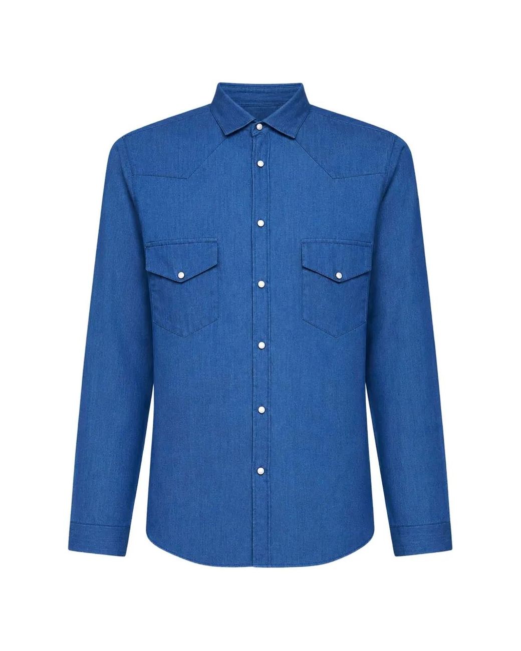 Costumein Blue Western-Yoke Chest-Pocket Shirt for men