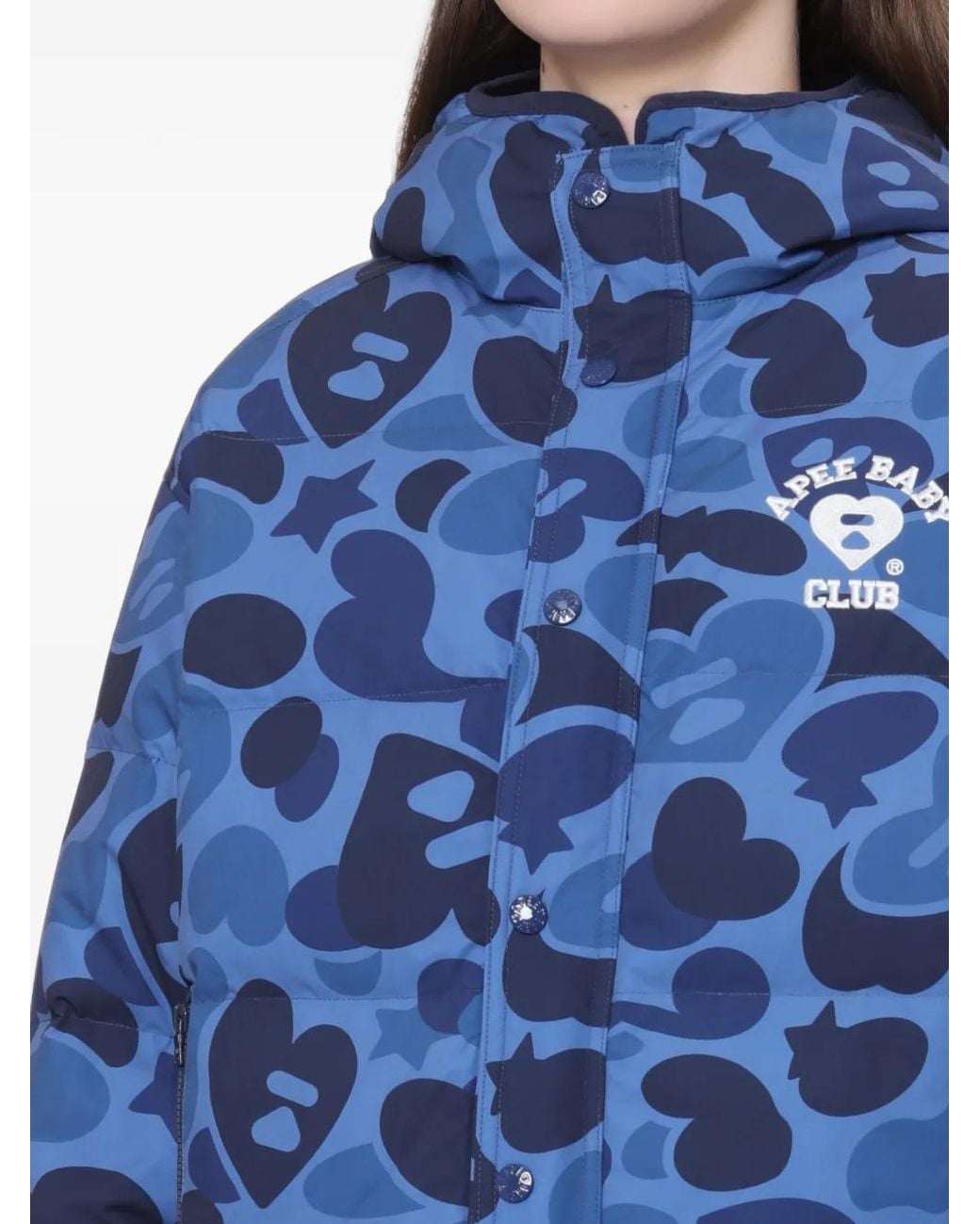 AAPE BY A BATHING AP Blue Camouflage-Print Padded Jacket