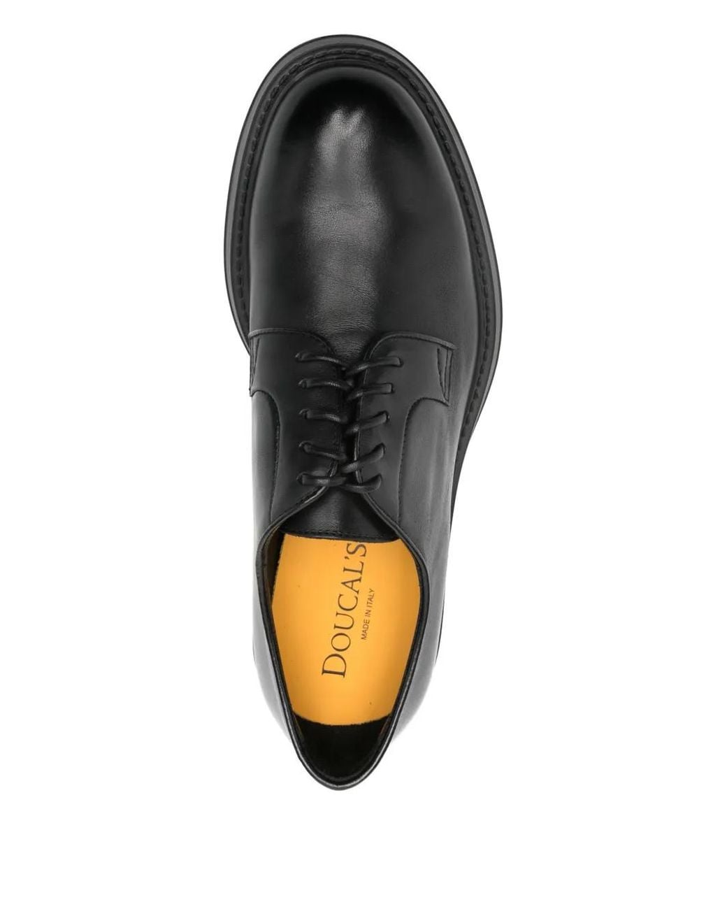 Doucal's Black Leather Derby Shoes for men